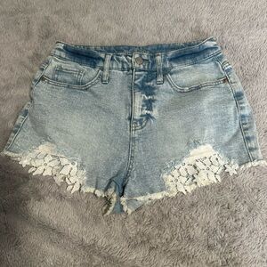 Wild Fable Light Blue Jean Shorts with Lace Trim